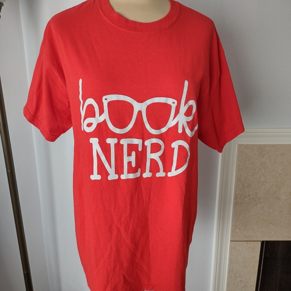 Gildan Red Book Nerd T-Shirt L - Picture 1 of 6